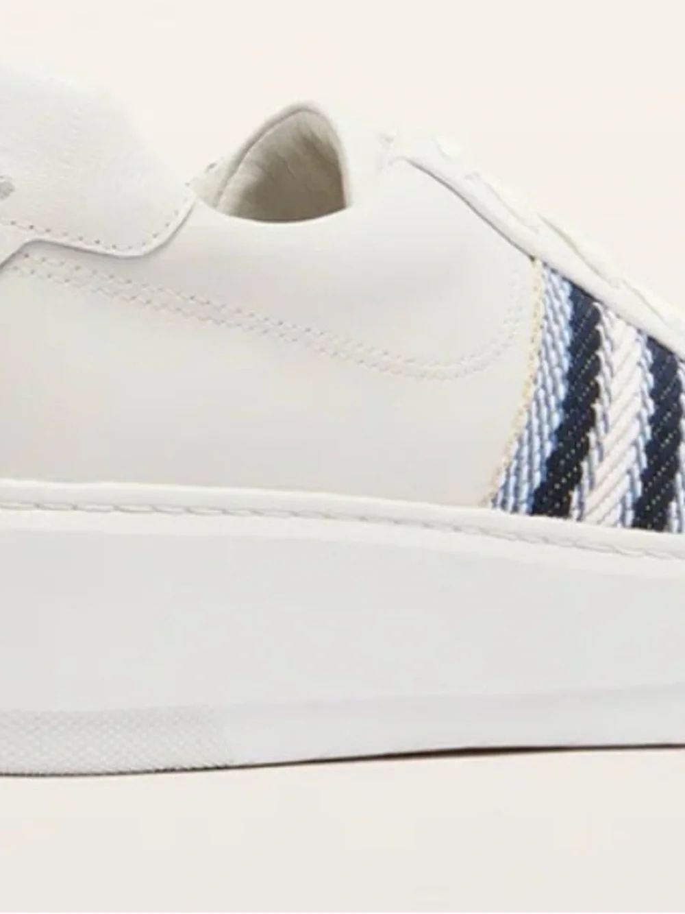 Frankie 4 White Platform Lace-Up Sneakers with Blue Stripe Detail - Picture 3 of 7